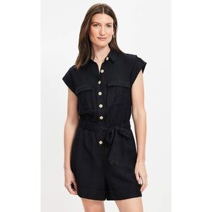 NWT Loft Linen Blend Tie Waist Romper - Size XL